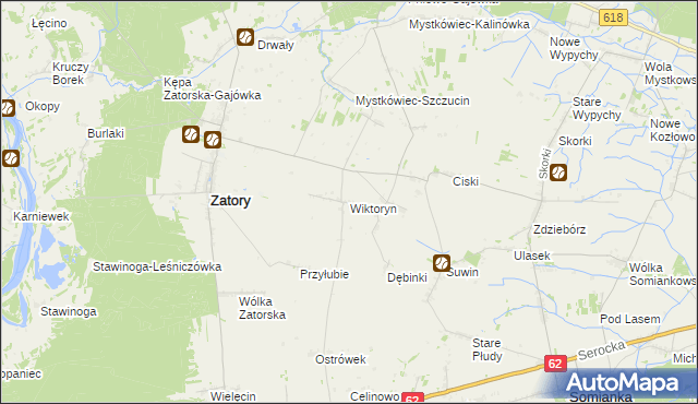 mapa Wiktoryn gmina Zatory, Wiktoryn gmina Zatory na mapie Targeo