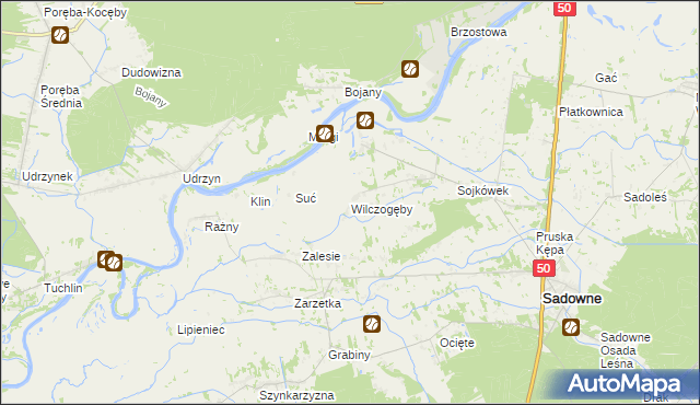 mapa Wilczogęby, Wilczogęby na mapie Targeo