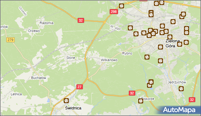 mapa Wilkanowo gmina Świdnica, Wilkanowo gmina Świdnica na mapie Targeo