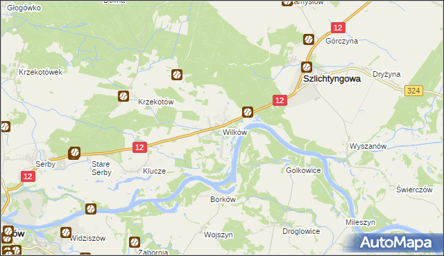 mapa Wilków gmina Głogów, Wilków gmina Głogów na mapie Targeo