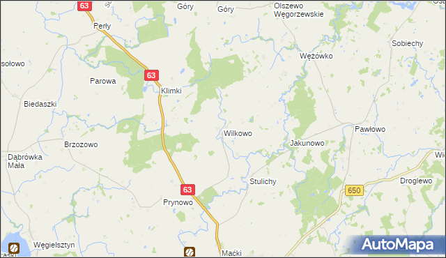 mapa Wilkowo gmina Węgorzewo, Wilkowo gmina Węgorzewo na mapie Targeo