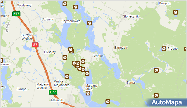 mapa Winiec, Winiec na mapie Targeo