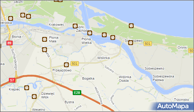 mapa Wiślinka, Wiślinka na mapie Targeo