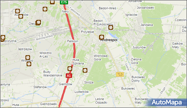 mapa Wiśniowa Góra, Wiśniowa Góra na mapie Targeo