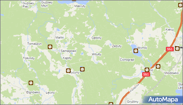 mapa Witułty, Witułty na mapie Targeo