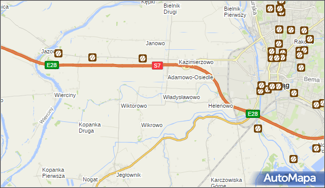 mapa Władysławowo gmina Elbląg, Władysławowo gmina Elbląg na mapie Targeo