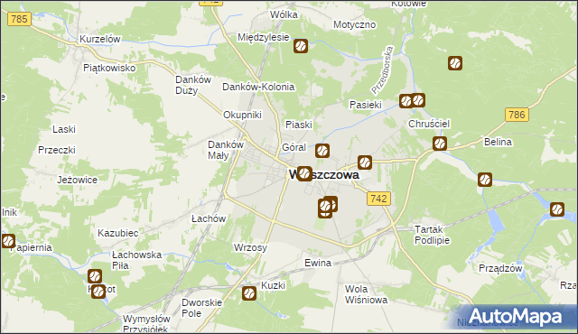 mapa Włoszczowa, Włoszczowa na mapie Targeo