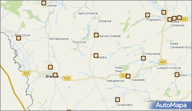 mapa Wódka gmina Branice, Wódka gmina Branice na mapie Targeo