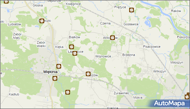 mapa Wojnowice gmina Miękinia, Wojnowice gmina Miękinia na mapie Targeo