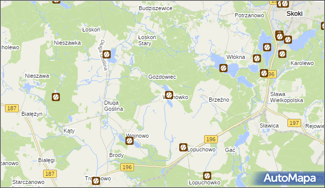 mapa Wojnówko gmina Murowana Goślina, Wojnówko gmina Murowana Goślina na mapie Targeo