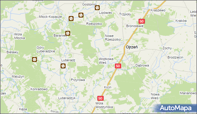 mapa Wojtkowa Wieś, Wojtkowa Wieś na mapie Targeo