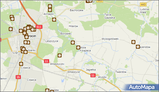 mapa Wola Książęca, Wola Książęca na mapie Targeo