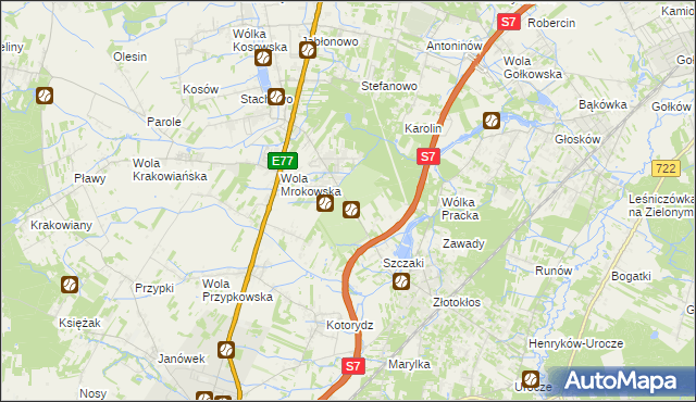 mapa Wola Mrokowska, Wola Mrokowska na mapie Targeo