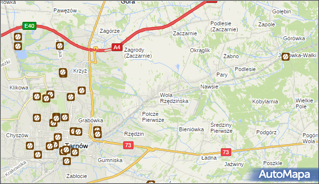 mapa Wola Rzędzińska, Wola Rzędzińska na mapie Targeo