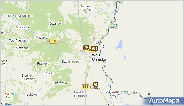 mapa Wola Uhruska, Wola Uhruska na mapie Targeo