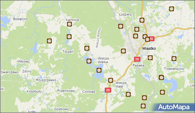 mapa Wołcza Wielka, Wołcza Wielka na mapie Targeo