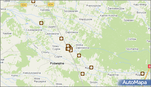 mapa Wólka Dąbrowicka, Wólka Dąbrowicka na mapie Targeo