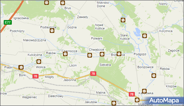 mapa Wólka gmina Jędrzejów, Wólka gmina Jędrzejów na mapie Targeo