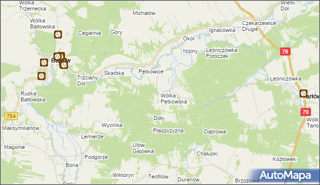 mapa Wólka Pętkowska, Wólka Pętkowska na mapie Targeo