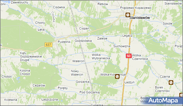 mapa Wólka Wybraniecka, Wólka Wybraniecka na mapie Targeo