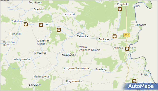 mapa Wólka Zabłocka-Kolonia, Wólka Zabłocka-Kolonia na mapie Targeo