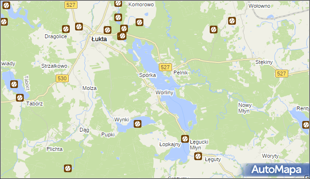 mapa Worliny, Worliny na mapie Targeo