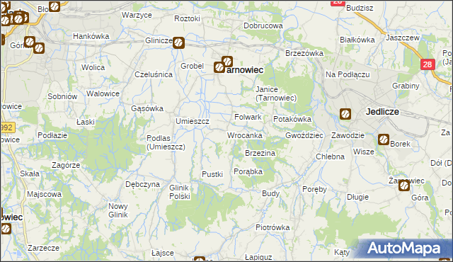 mapa Wrocanka gmina Tarnowiec, Wrocanka gmina Tarnowiec na mapie Targeo