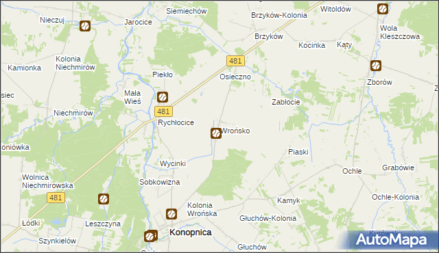 mapa Wrońsko, Wrońsko na mapie Targeo