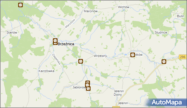 mapa Wrzesiny gmina Brzeźnica, Wrzesiny gmina Brzeźnica na mapie Targeo