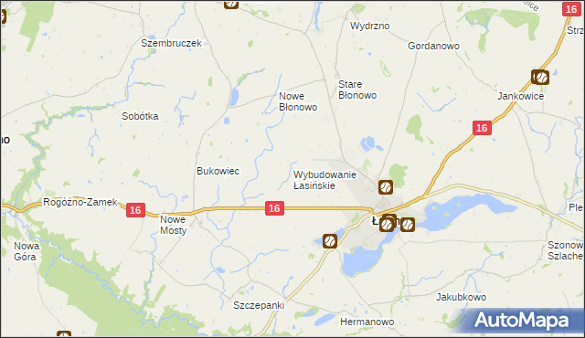 mapa Wybudowanie Łasińskie, Wybudowanie Łasińskie na mapie Targeo