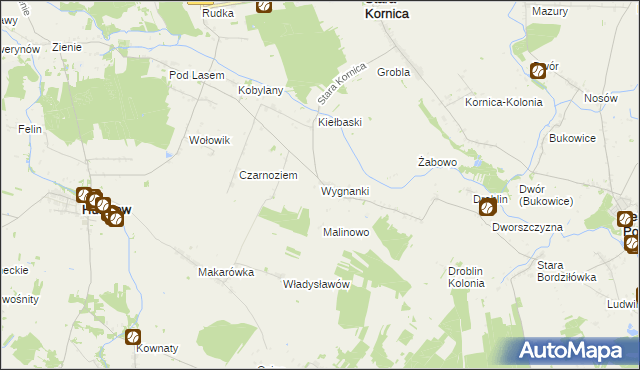 mapa Wygnanki, Wygnanki na mapie Targeo