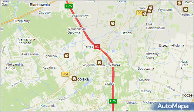 mapa Wygoda gmina Konopiska, Wygoda gmina Konopiska na mapie Targeo