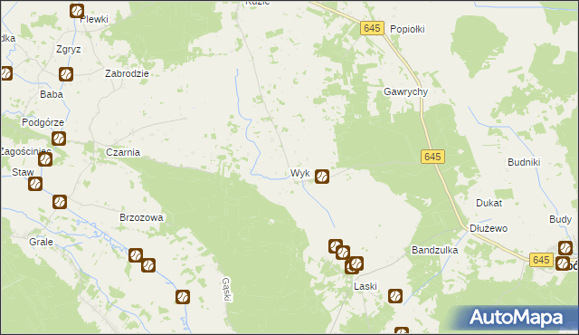 mapa Wyk gmina Zbójna, Wyk gmina Zbójna na mapie Targeo