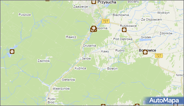 mapa Wymysłów gmina Borkowice, Wymysłów gmina Borkowice na mapie Targeo