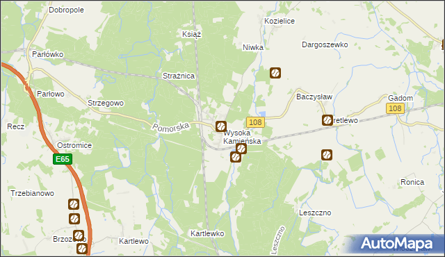 mapa Wysoka Kamieńska, Wysoka Kamieńska na mapie Targeo