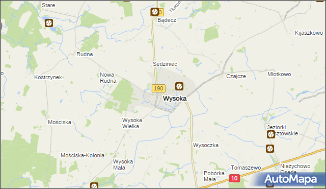 mapa Wysoka powiat pilski, Wysoka powiat pilski na mapie Targeo