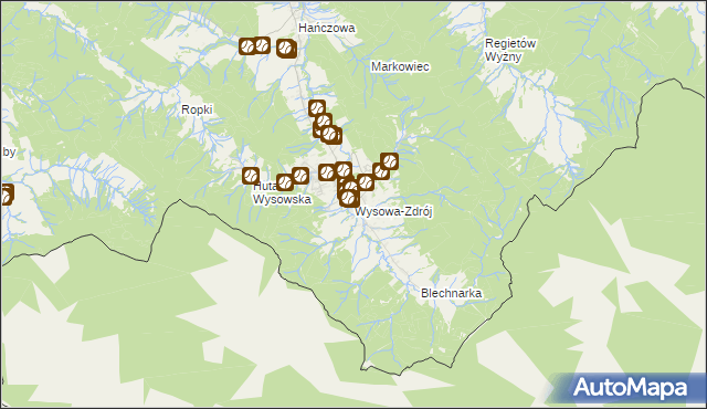 mapa Wysowa-Zdrój, Wysowa-Zdrój na mapie Targeo