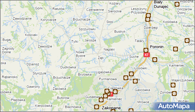 mapa Ząb, Ząb na mapie Targeo