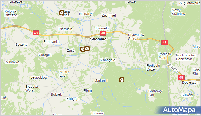 mapa Zabagnie gmina Stromiec, Zabagnie gmina Stromiec na mapie Targeo