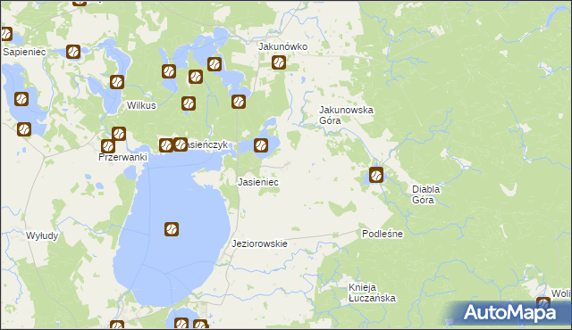 mapa Żabinka gmina Kruklanki, Żabinka gmina Kruklanki na mapie Targeo