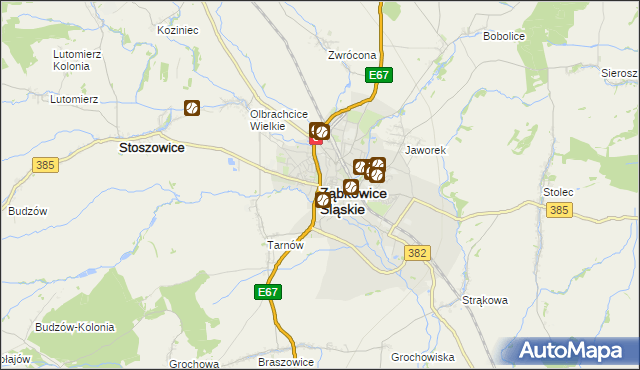 mapa Ząbkowice Śląskie, Ząbkowice Śląskie na mapie Targeo