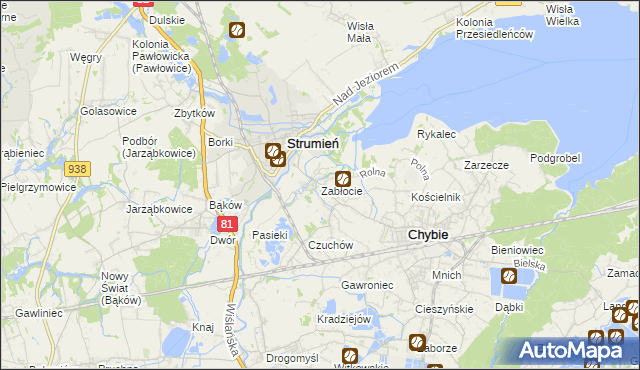 mapa Zabłocie gmina Strumień, Zabłocie gmina Strumień na mapie Targeo