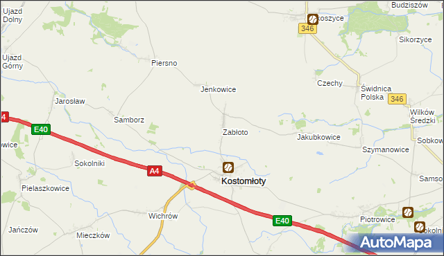 mapa Zabłoto, Zabłoto na mapie Targeo