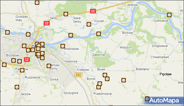 mapa Zabornia gmina Głogów, Zabornia gmina Głogów na mapie Targeo