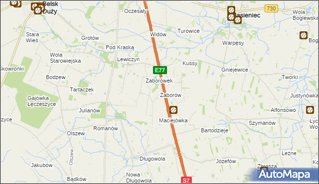 mapa Zaborów gmina Belsk Duży, Zaborów gmina Belsk Duży na mapie Targeo