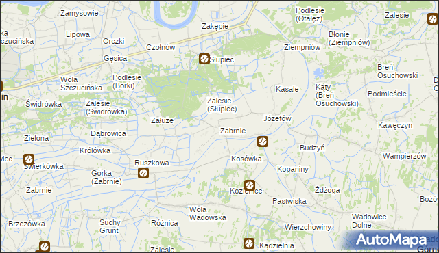 mapa Zabrnie gmina Wadowice Górne, Zabrnie gmina Wadowice Górne na mapie Targeo