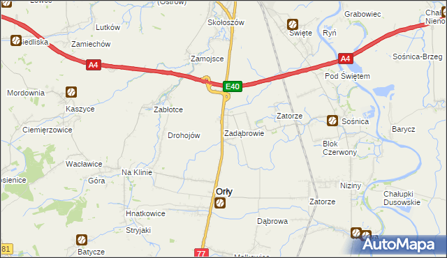 mapa Zadąbrowie gmina Orły, Zadąbrowie gmina Orły na mapie Targeo