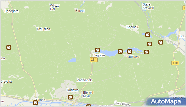 mapa Zagórze gmina Drezdenko, Zagórze gmina Drezdenko na mapie Targeo