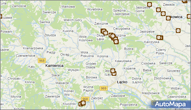 mapa Zagorzyn gmina Łącko, Zagorzyn gmina Łącko na mapie Targeo