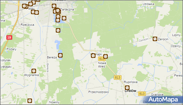 mapa Zahajki gmina Drelów, Zahajki gmina Drelów na mapie Targeo